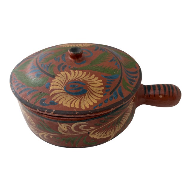 Vintage Mexican Tlaquepaque Redware Pottery Lidded Bean Pot For Sale