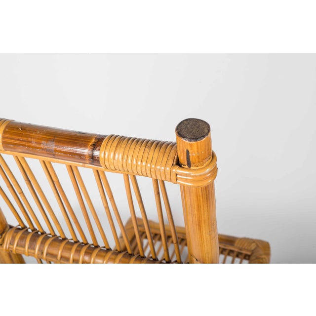 Low French Rattan Chair by Adrien Audoux and Frida Minnet, 1950s For Sale - Image 3 of 7