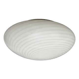 Large Murano Glass Swirl Ceiling Lamp in Opal White, 1970s For Sale