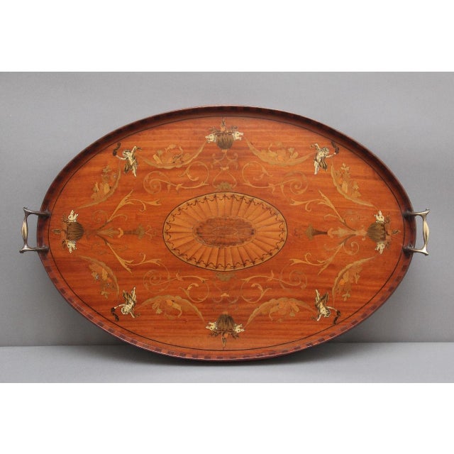 19th Century Inlaid Satinwood Tray, 1880s For Sale - Image 11 of 12