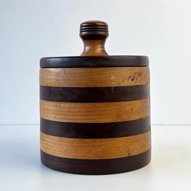 Hand Turned Striped Wood Canister With Lid For Sale - Image 10 of 12