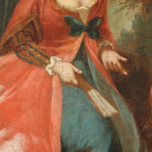 French School Artist, Concert of Love in the Park, 1700s, Oil on Canvas For Sale - Image 4 of 11