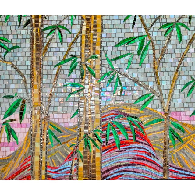 Glass 1990s Contemporary Handcrafted Polychrome Glass Mosaic Landscape Tryptich Sculptural Wall Art - 3 Piece Set For Sale - Image 7 of 12