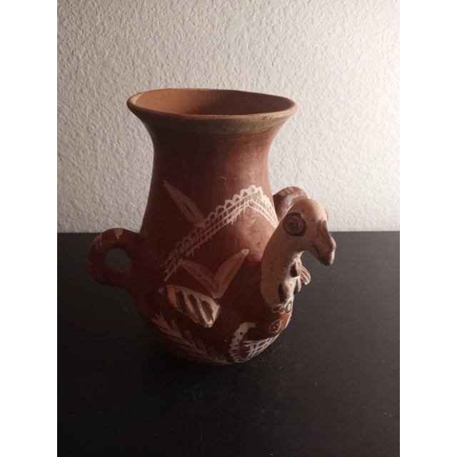 This is a GORGEOUS RARE Peruvian Quinua 7" Clay Harvest Peacock Vase. Procured at auction BOX 28