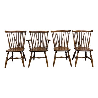 Vintage Ethan Allen Heirloom Maple Nutmeg Fiddleback Duxbury Dining Chairs For Sale