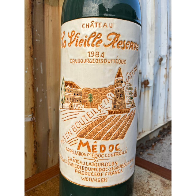 Ceramic Vintage Decorative Ceramic Wine Bottle Chateau La Vielle Reserve. Circa 1990s For Sale - Image 7 of 13