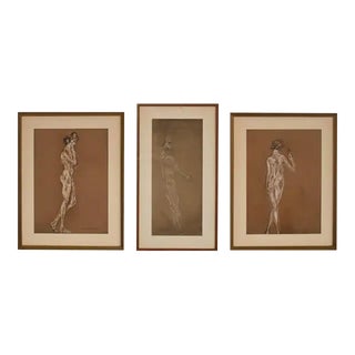 Arthur Bowen Davies Set of Three Nude Pastel Study C. 1900 For Sale