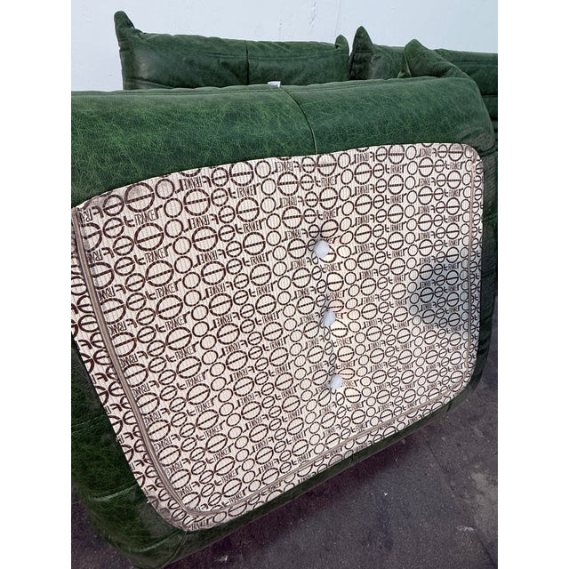 Emerald Set of 5 Togo Sofa Set in Emerald Green Leather by Michel Ducaroy for Ligne Roset For Sale - Image 8 of 9