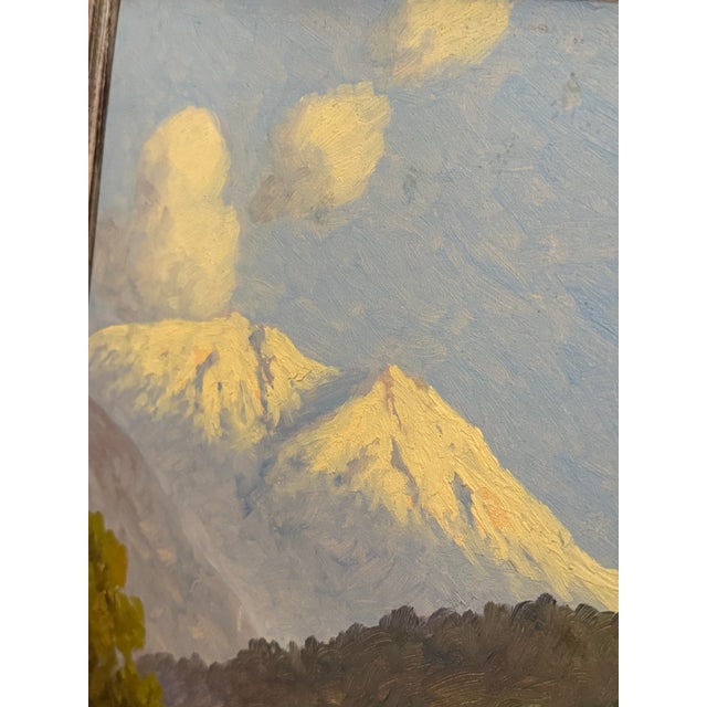 Mid-Century Chilean Landscape Oil Painting, Signed & Dated 1957, Original Frame For Sale - Image 9 of 10