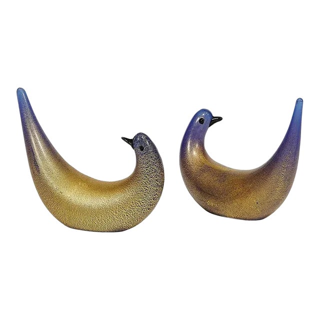 Early 20th Century Dino Martens for Vetreria Aureliano Toso, Golden Dove a Pair, Murano, Italy For Sale