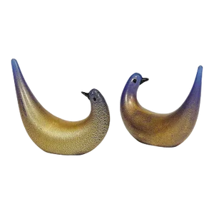 Early 20th Century Dino Martens for Vetreria Aureliano Toso, Golden Dove a Pair, Murano, Italy