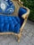 1940 French Louis XVI Gold Beech Blue Velvet Settee For Sale - Image 11 of 18