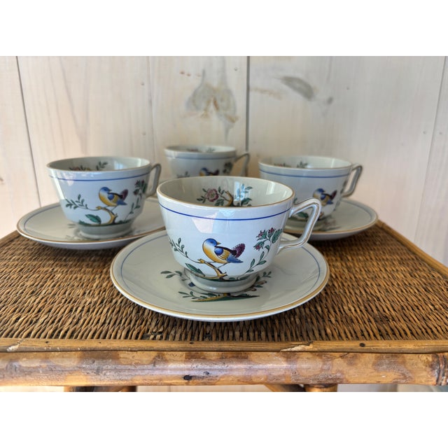 Late 20th Century Late 20th Century Four Spode Queen's Bird Cup and Saucer Sets For Sale - Image 5 of 16