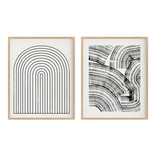Contemporary Minimalist Abstract Prints, Framed - a Pair For Sale
