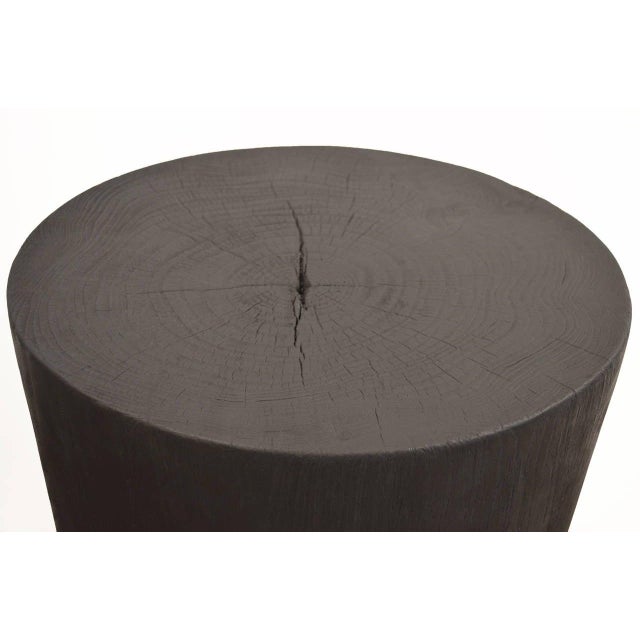 Andrianna Shamaris Triple Burnt Teak Wood Side Table For Sale - Image 4 of 5