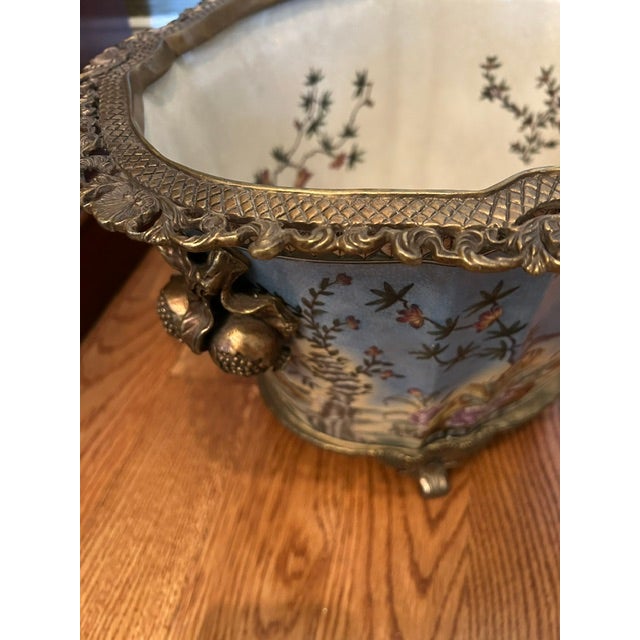 Fine Porcelain Cachepot With Bronze Metal Accents For Sale - Image 9 of 9