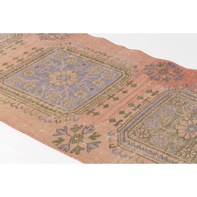 Textile Faded Terracotta & Sage Vintage Rug For Sale - Image 7 of 10