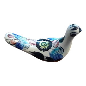 1990s Tonala Mexican Folk Art Ceramic Bird Figurine