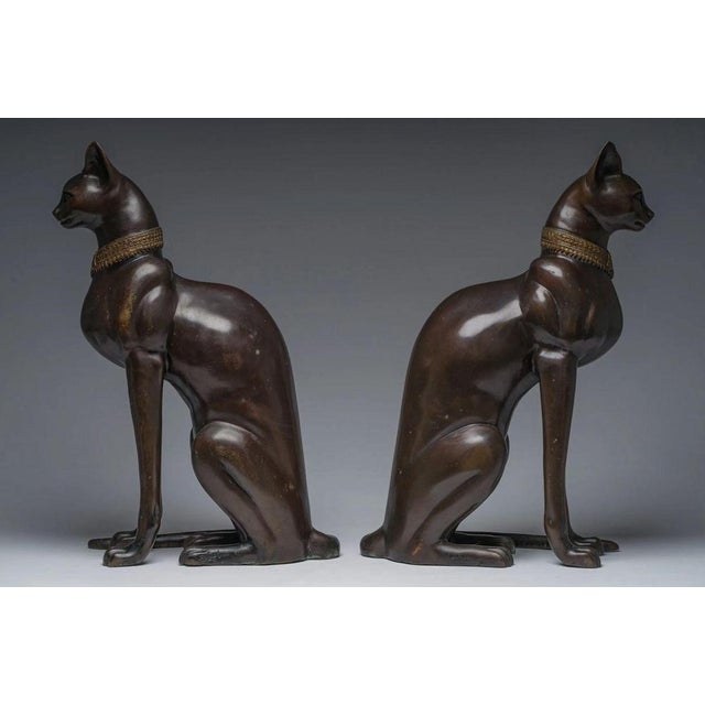 Vintage French Bronze Cats, 1970, Set of 2 For Sale - Image 3 of 12