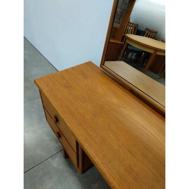 Vintage Mid Century Modern Teak Vanity Desk For Sale - Image 4 of 7