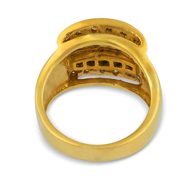 Vintage Sapphire Diamond 18k Yellow Gold Cocktail Ring, Size 6.5 For Sale In Los Angeles - Image 6 of 6