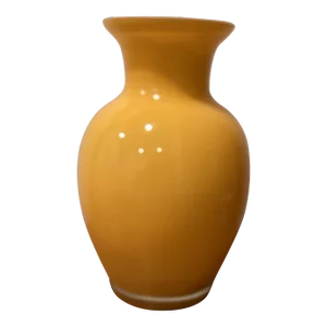 Mid Century Hand Blown Murano Glass Amber Vase