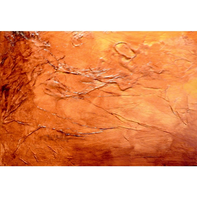 Contemporary Landscape Oil Painting on Canvas, "Deserted Sun" with Grunge Background For Sale - Image 11 of 13