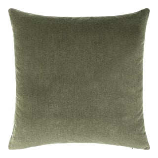 Scalamandre 22" x 22" Tudor Velvet Pillow in Spruce For Sale