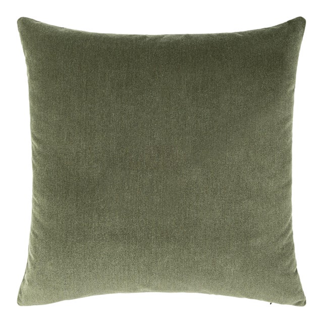 Scalamandre 22" x 22" Tudor Velvet Pillow in Spruce For Sale