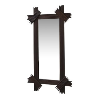 Antique Elongated Cross-Hatch Mirror, Circa Early 20th Century For Sale