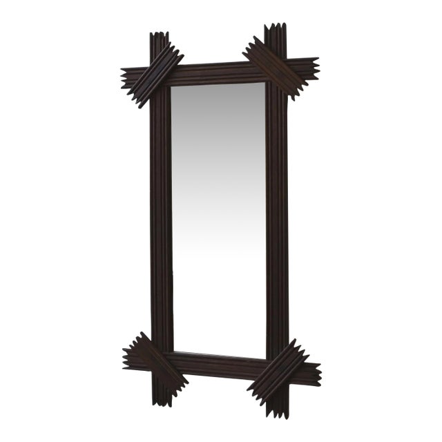 Antique Elongated Cross-Hatch Mirror, Circa Early 20th Century For Sale