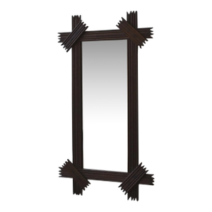 Antique Elongated Cross-Hatch Mirror, Circa Early 20th Century