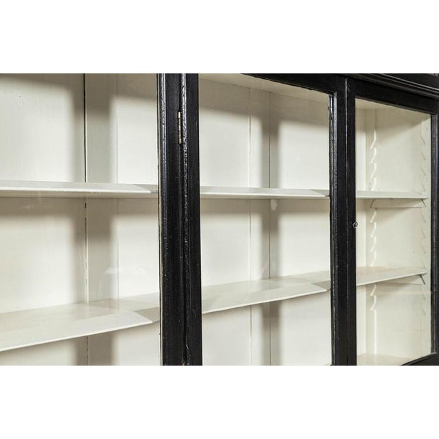 Large 19th Century English Ebonised Pine Glazed Display Cabinet, 1890 For Sale - Image 13 of 18