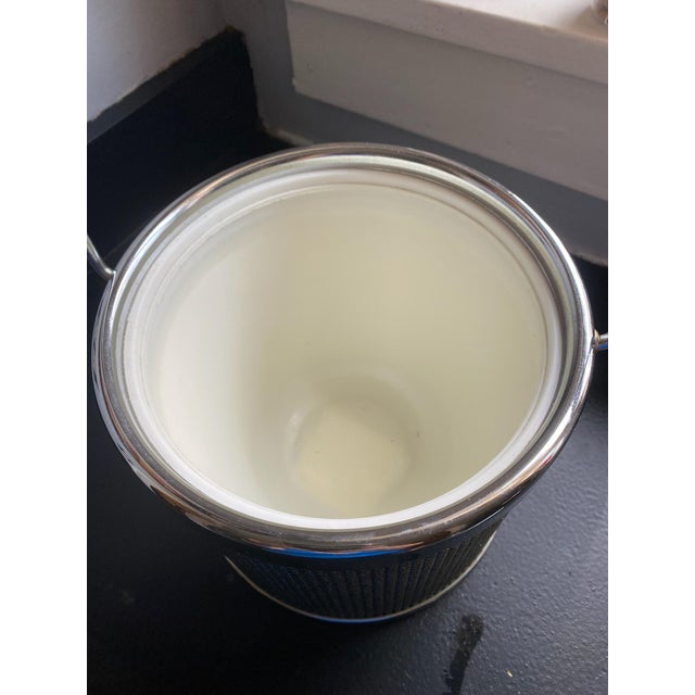 Chrome 1950s Mid-Century Hollywood Regency Gold Beaded Ice Bucket With Chrome Liner, Japan For Sale - Image 8 of 13