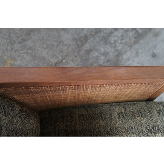 Wood 4 1980s Mid Century Modern Attributed to Antonio Citterio Flexform Mozart Walnut Rattan Arm Chairs For Sale - Image 7 of 16