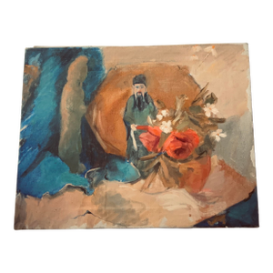 Provincetown Golden Age Still Life With Asian Figure and Beach Roses