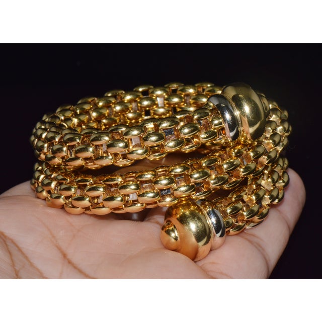 Vintage Fope Flex’it Double Wrap Bangle Bracelet in 18k Yellow & White Gold For Sale - Image 4 of 18
