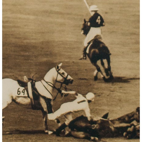 Classic polo photograph depicting a pair of players involved in a heady collision Photo Sz: x 10 3/4"H x 13 1/2"W Frame...