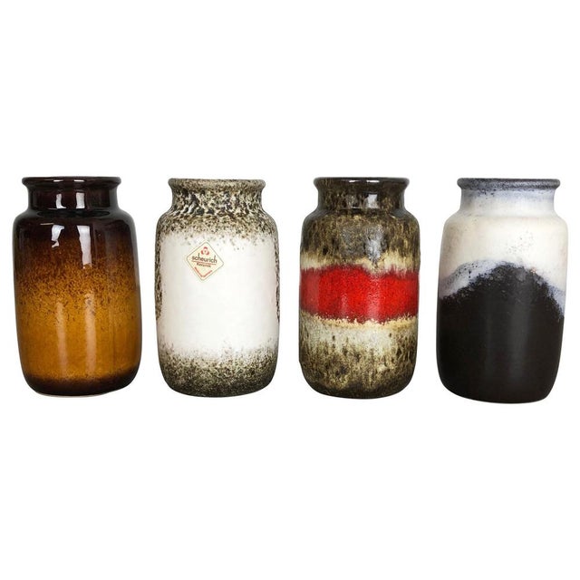 Vintage Pottery Fat Lava 231-15 Vases from Scheurich, Germany, 1970s, Set of 4 For Sale - Image 16 of 16
