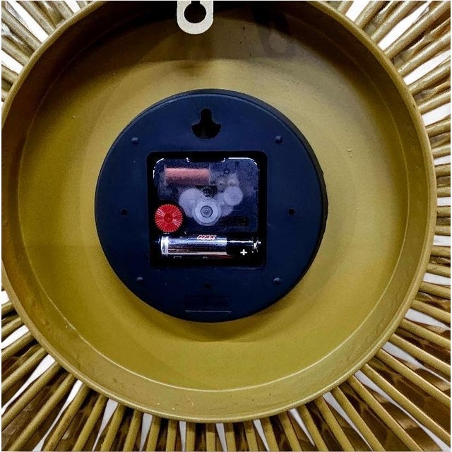 Mid-Century Modern Mid Century Sunburst Clock For Sale - Image 3 of 13