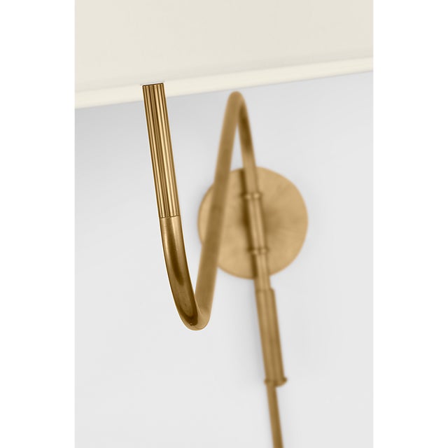 Canto Grande Swinging Wall Light in Hand-Rubbed Antique Brass with Linen Shade Designer: Thomas O'Brien Finish: Hand-...
