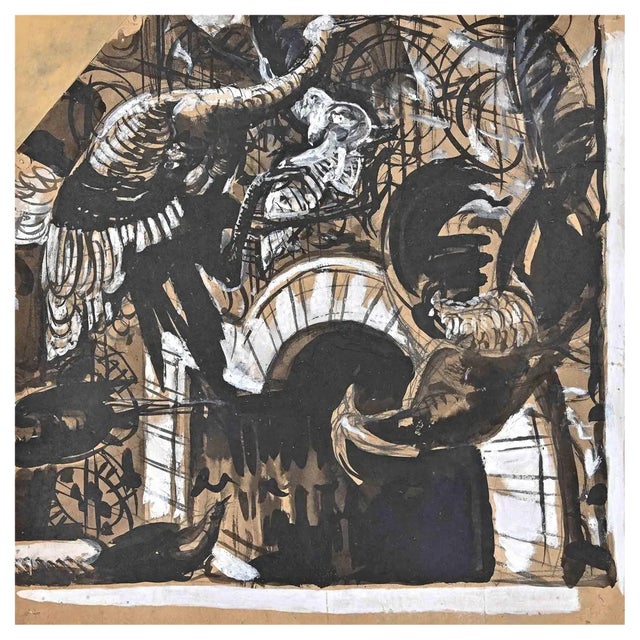 Gabriele Galantara, Gigantic Birds, Mixed Media, 1920s For Sale