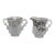 Flowers Silver Overlay Clear Glass Set of Sugar Bowl and Creamer For Sale
