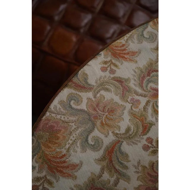 19th Century French Vigneron Round Tilt-Top Table with Floral Textile Top, 1890s For Sale - Image 5 of 18