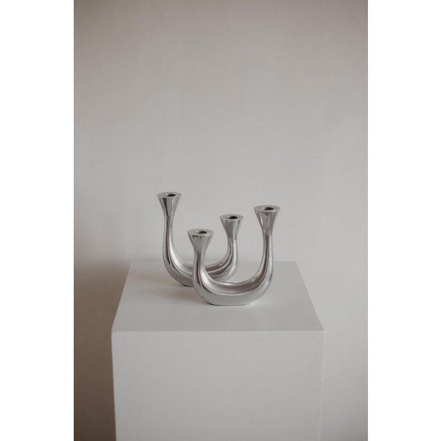 Sculptural Harmony Double Taper Candelabra For Sale - Image 4 of 10