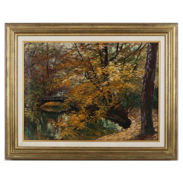 Gerhard Haenisch, Autumn Forest, Original Oil on Plate, 19th Century For Sale