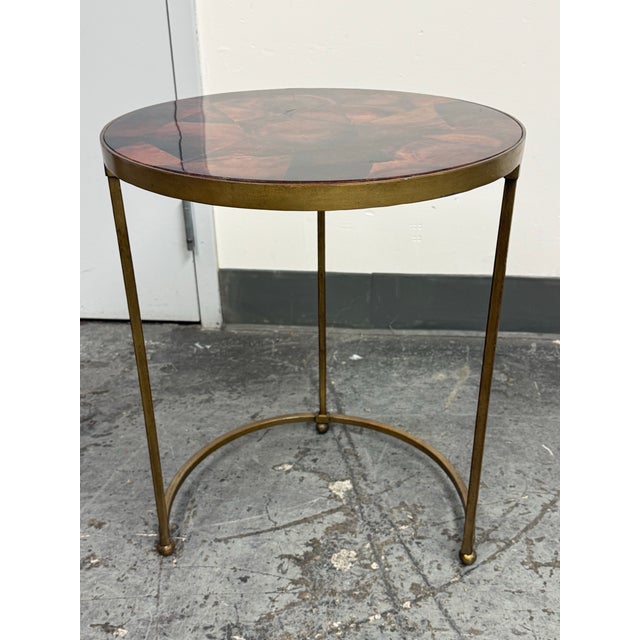 Vintage Penn Shell Mosaic Top + Metal Nesting Tables, Pair For Sale In San Francisco - Image 6 of 12