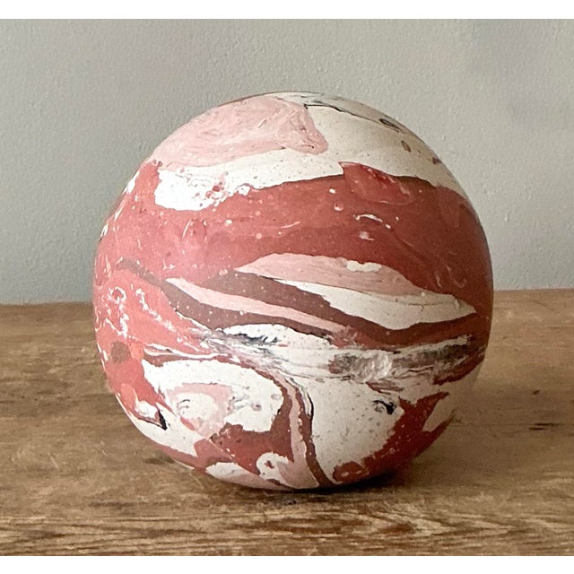 Vintage Boho Artisanal Scagliola Pigmented Plaster Sphere For Sale In West Palm - Image 6 of 8
