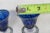 Glass Cobalt Blue Glass Silver Design Small Footed Shot Glasses Set of Three For Sale - Image 7 of 8