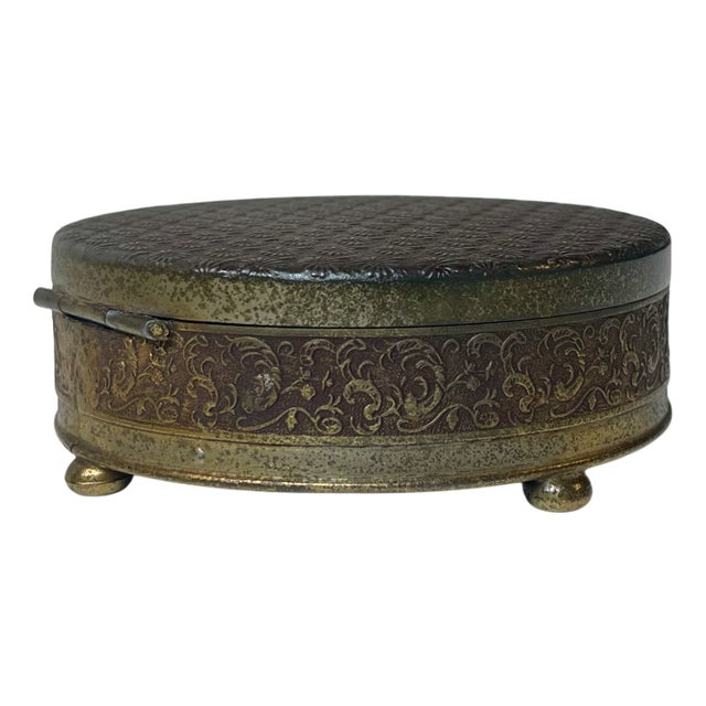 Scandinavian Jewelry Trinket Box with Daisies in Bronze, 1920s For Sale